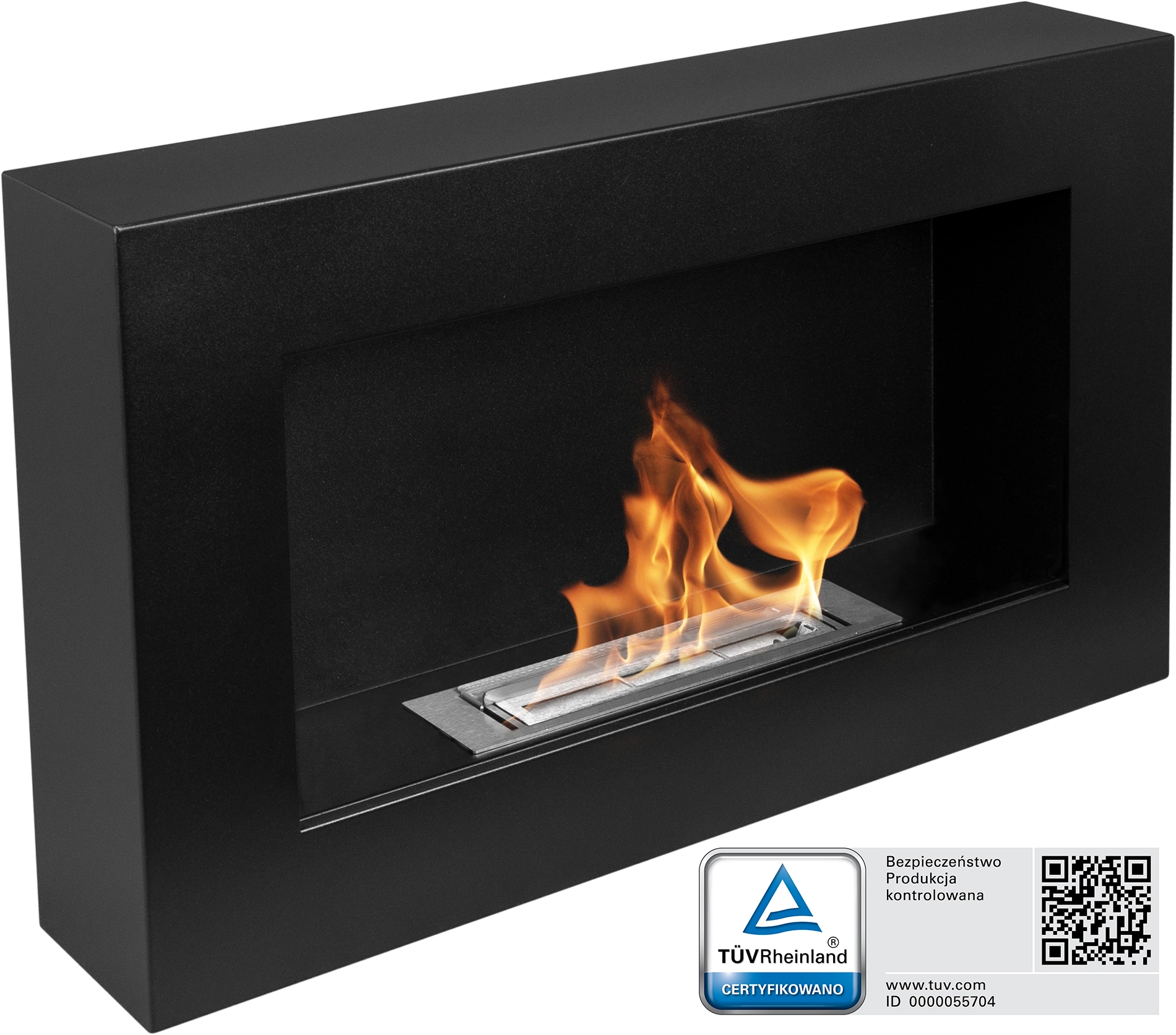 Biokominek wiszący Box 650x400 czarny mat